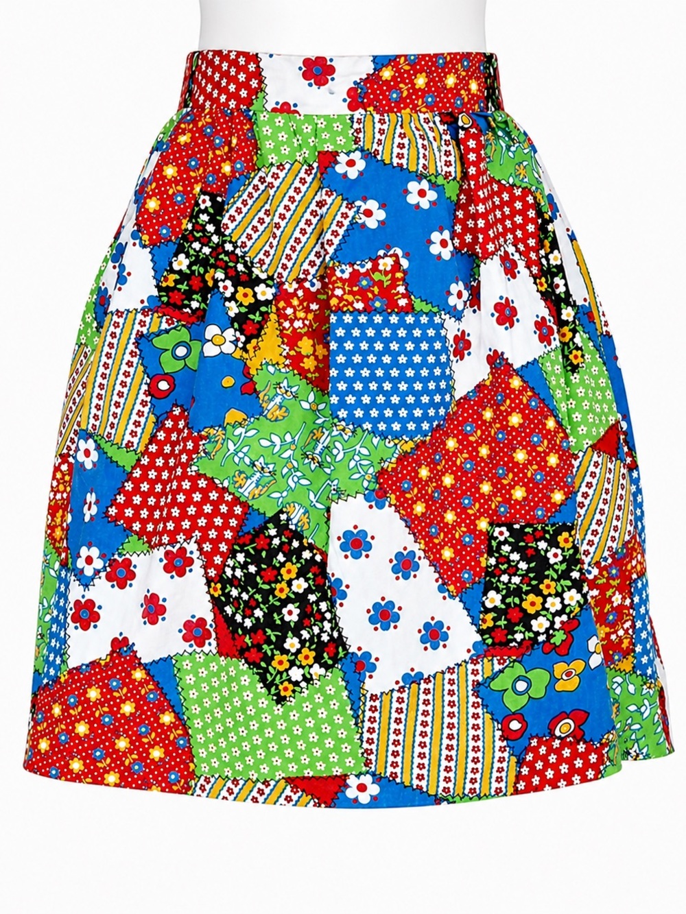 Vintage 70s Patchwork A-Line Skirt